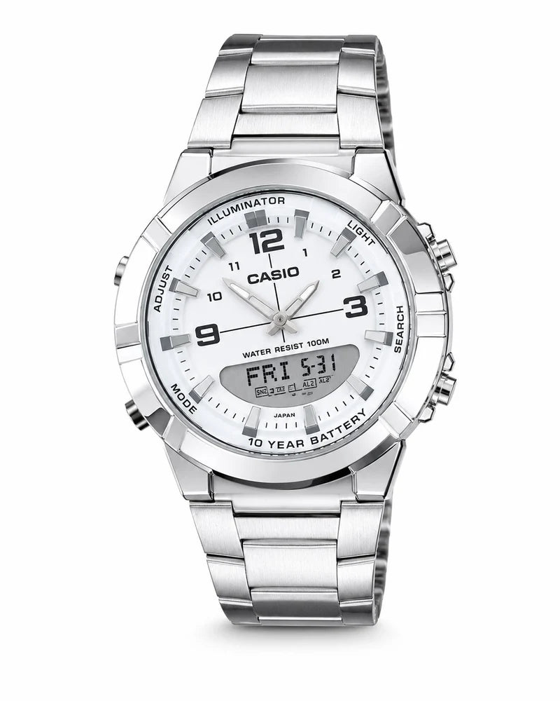 Casio Illuminator Men’s Analog-Digital Stainless Steel Watch – 50M Water Resistant
