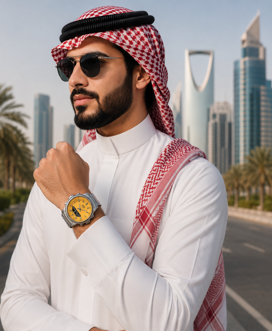 ساعة يد بعقارب وشاشة رقمية بلون تركوازي ومصنوعة من الاستانلس ستيل، مع إضاءة خلفية وعمر بطارية 10 سنوات