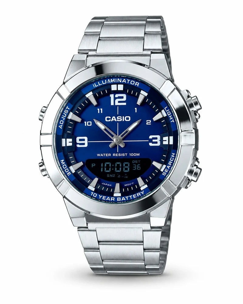 Casio Illuminator Men’s Analog-Digital Stainless Steel Watch – 50M Water Resistant
