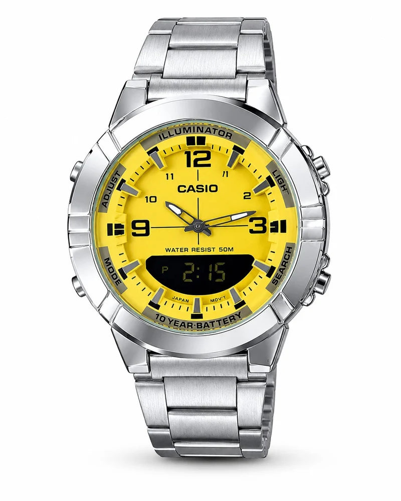 Casio Illuminator Men’s Analog-Digital Stainless Steel Watch – 50M Water Resistant