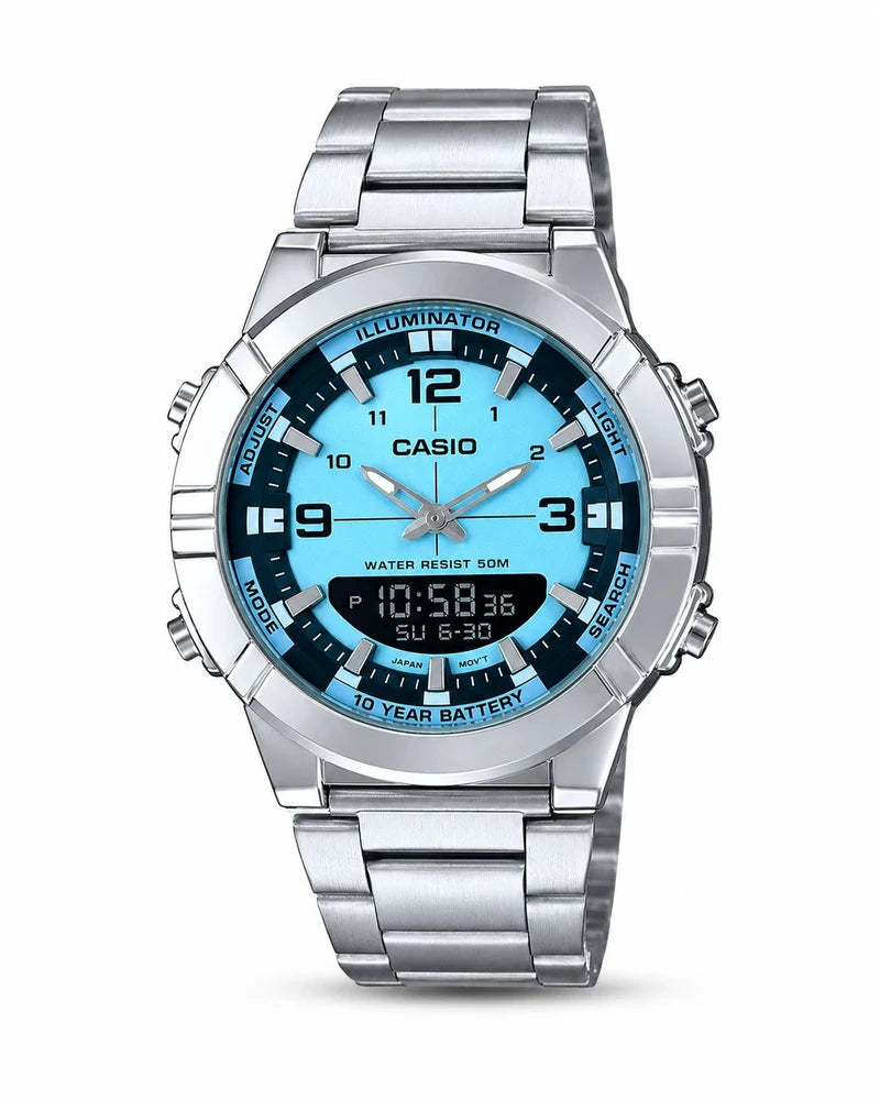 Casio Illuminator Men’s Analog-Digital Stainless Steel Watch – 50M Water Resistant