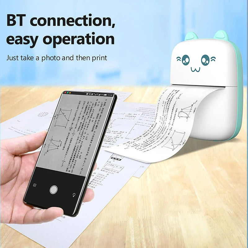 Portable Wireless Mini Pocket Thermal Printer | Bluetooth Inkless Sticker & Photo Printer for Study, Work & Crafting