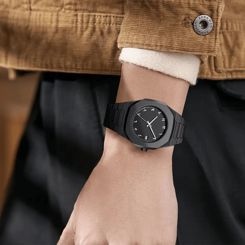 Classic Stainless Steel Arabic Numeral Watch for Men